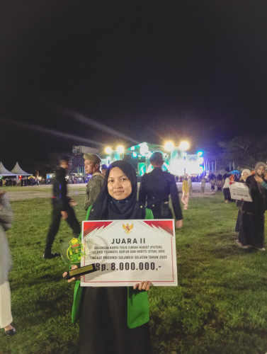 Mahasiswi PMH UIN Alauddin Makassar Raih Juara 2 Lomba Karya Tulis Ilmiah Hadits di Ajang STQH XXIII Sulsel